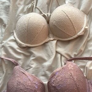 Victoria's Secret White and Purple Bra Set Intimates
